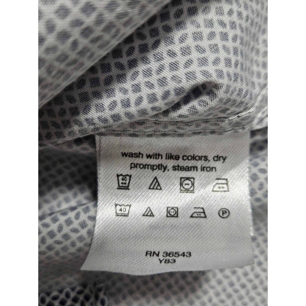 Van Heusen Men Vivid Slim Fit Stretch Shirt Geometric Print Navy White L 16-16.5 - Picture 10 of 12